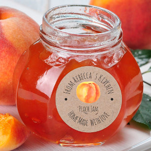 Étiquette de Confiture de Pêche faite avec amour