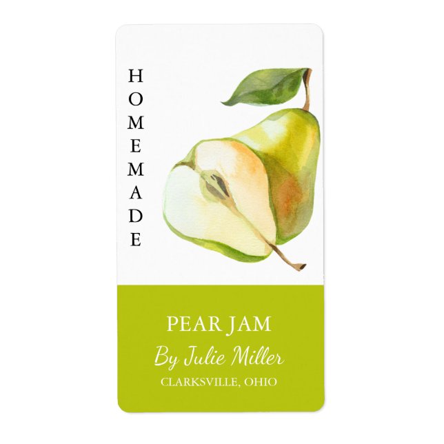 Étiquette de confiture de poires maison moderne (Devant)