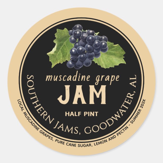 Étiquette de confiture de raisin de muscade Kraft  (Devant)