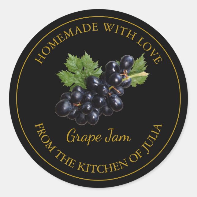 Étiquette de confiture de raisin fait maison | Noi (Devant)