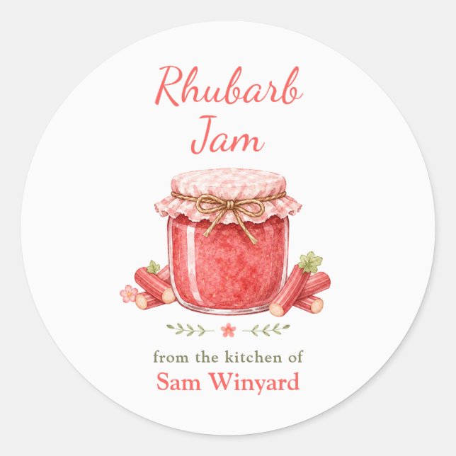 Étiquette de Confiture de Rhubarbe de la Cuisine (Devant)