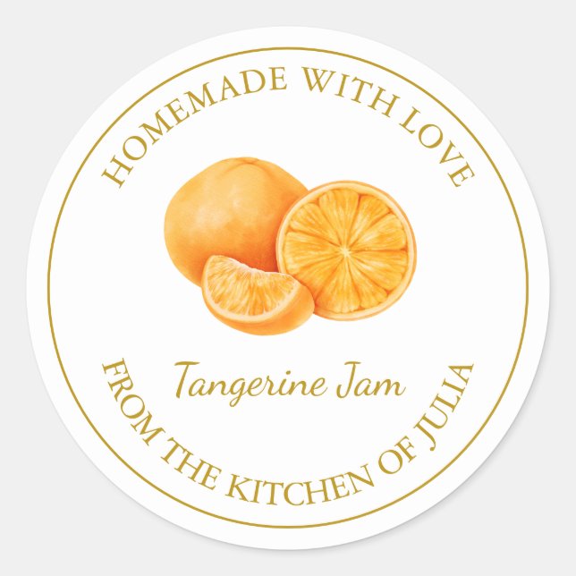 Étiquette de confiture de Tangerine maison en or | (Devant)