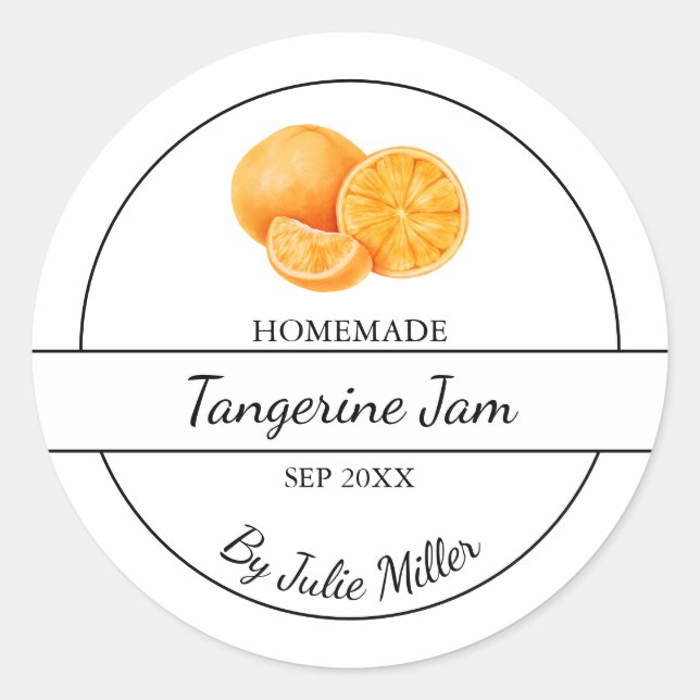 Étiquette de confiture de Tangerine maison simple (Devant)