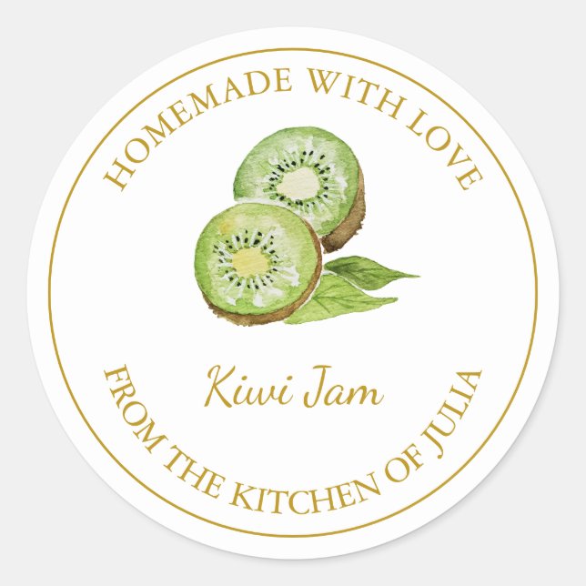 Étiquette de confiture Kiwi fait maison en or | Bl (Devant)
