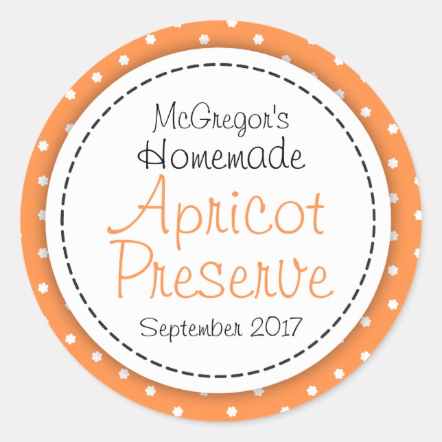 Étiquette de confiture orange d'abricot arrondi (Devant)