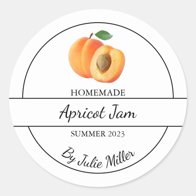 Étiquette de confiture simple Apricot fait maison (Devant)