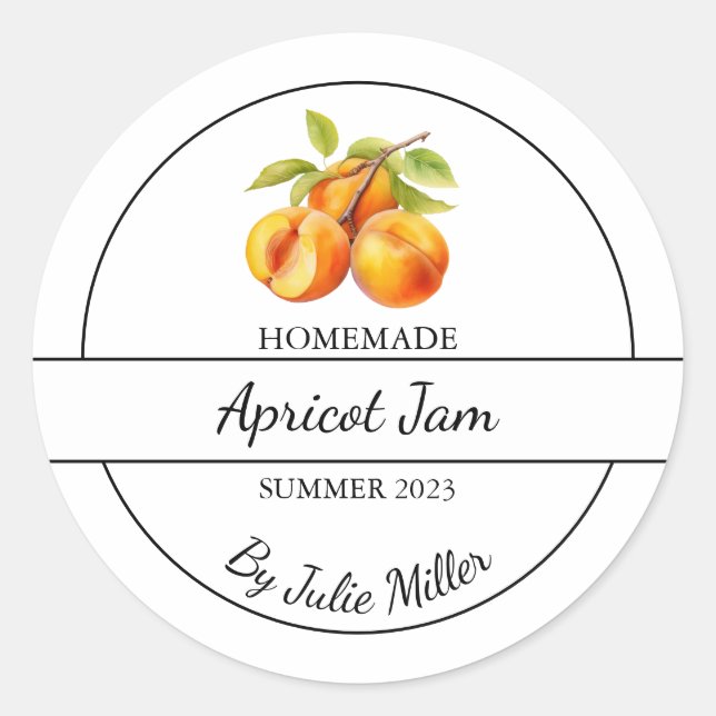 Étiquette de confiture simple Apricot fait maison (Devant)
