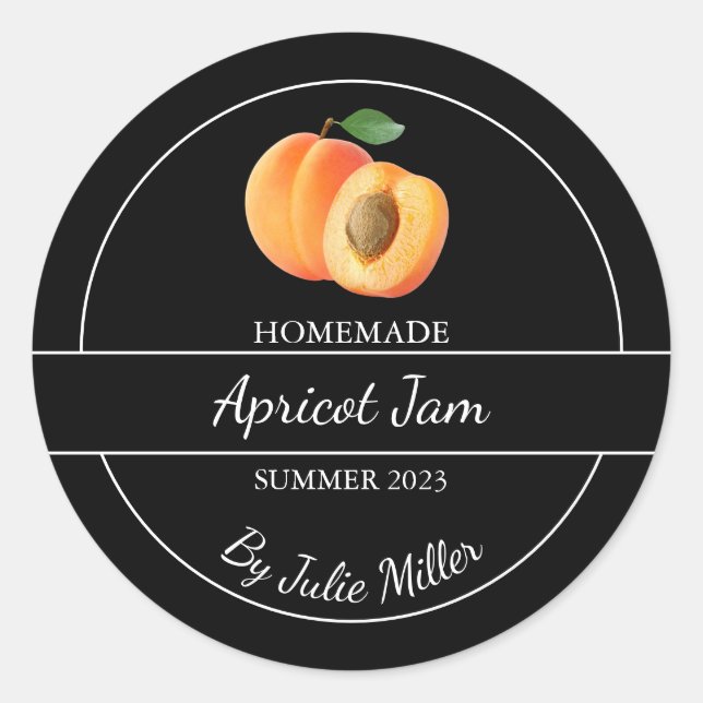 Étiquette de confiture simple Apricot fait maison (Devant)