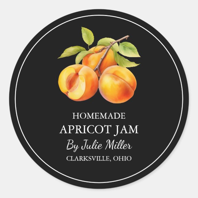 Étiquette de confiture simple Apricot fait maison (Devant)