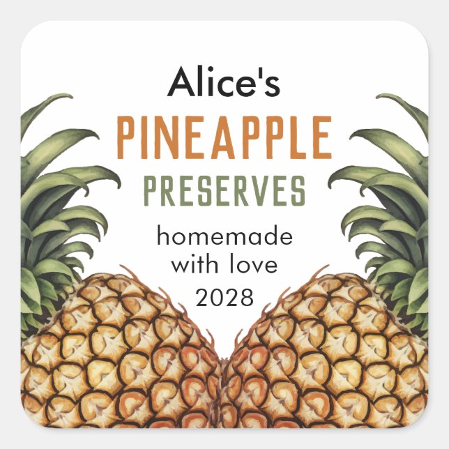 Étiquette de conservation d'ananas faite maison (Devant)