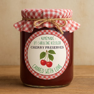 Étiquette de conservation de cerises maison en con