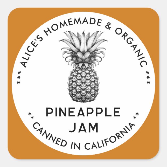 Étiquette de conservation de confiture d'ananas no (Devant)