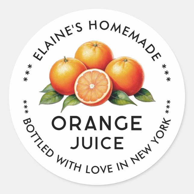 Étiquette de conservation de jus d'orange fait mai (Devant)