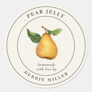 Étiquette de conservation de la gelée de poire vin