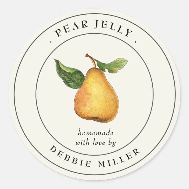 Étiquette de conservation de la gelée de poire vin (Devant)
