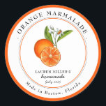 étiquette de conservation de marmelade d'orange vi<br><div class="desc">Étiquette de marmelade d'orange personnalisée peinte à la main à l'aquarelle de style vintage. Parfait pour la mise en conserve à domicile et l'offre de cadeaux. Remplissez vos informations sur l'étiquette et profitez-en.</div>
