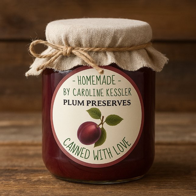 Étiquette de conservation de prunes maison en cons (Créateur téléchargé)