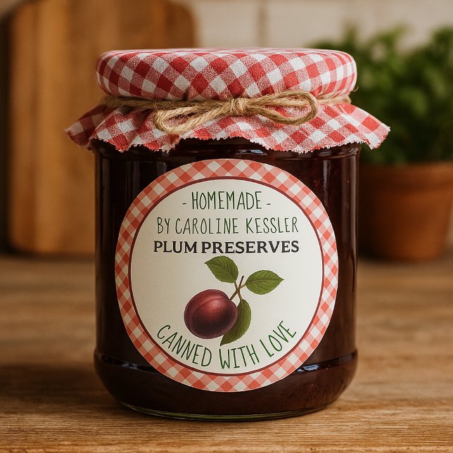 Étiquette de conservation de prunes maison en feui (Créateur téléchargé)