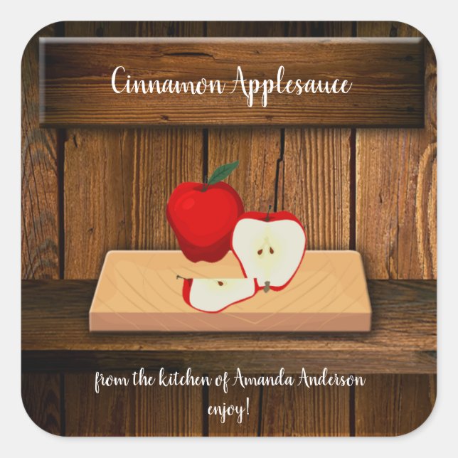 Étiquette de conserve de compote de pommes à la ca (Devant)