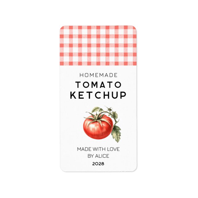 Étiquette de conserve de Ketchup de tomate fait ma (Devant)