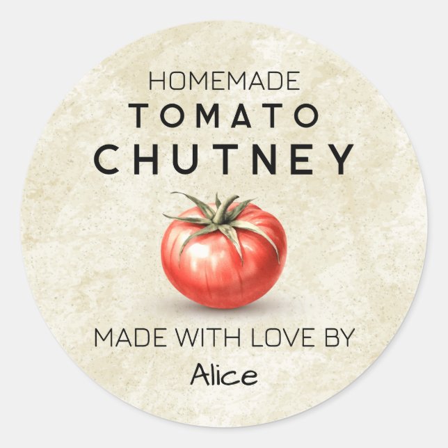 Étiquette de conserve vintage Tomato Chutney (Devant)