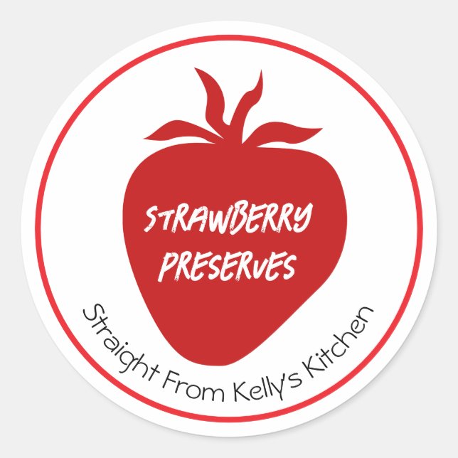 Étiquette de conserves de fraises pour entreprise  (Devant)