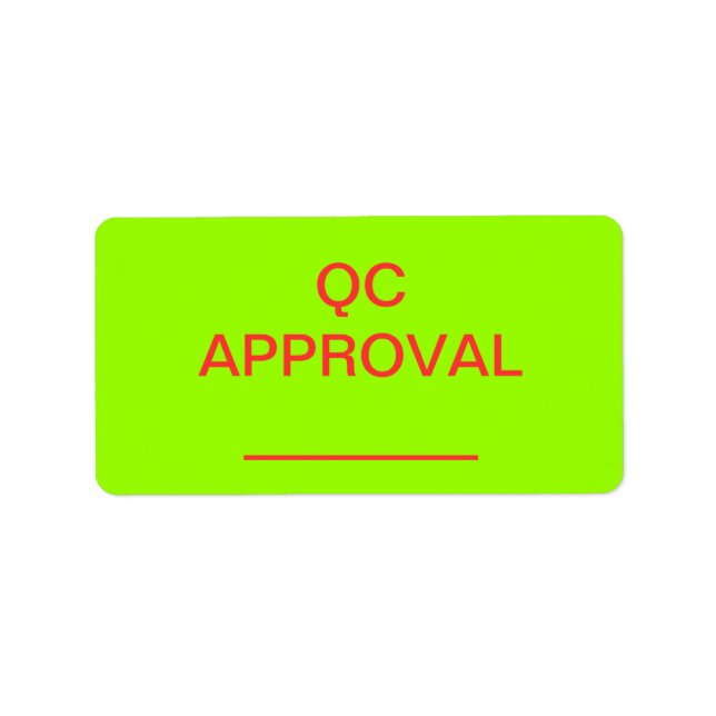 ÉTIQUETTE de contrôle du stock d'approbation de co (Devant)