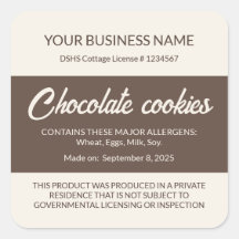 Étiquette de cookie au chocolat selon la loi du Te