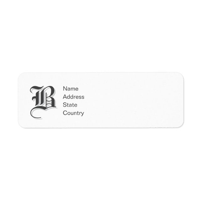 Étiquette de coordonnées de retour Monogramme B pe (Devant)