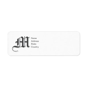 Étiquette de coordonnées de retour Monogramme M pe