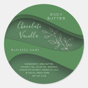 Étiquette de cosmétique botanique vert moderne et