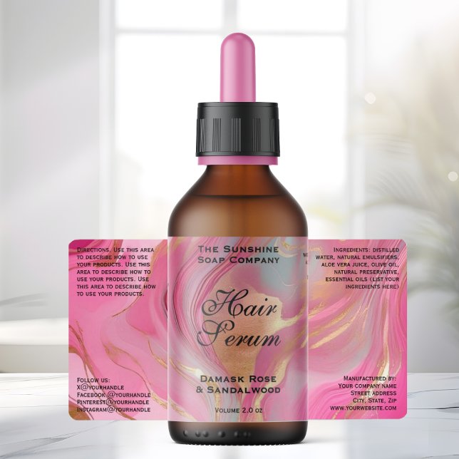 Étiquette de cosmétiques en feuille d'or rose ou f (Créateur téléchargé)