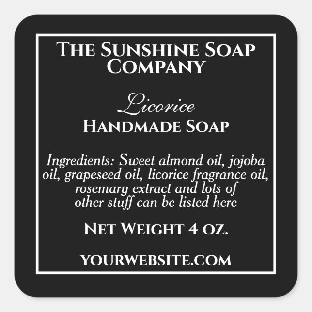 Étiquette de cosmétiques simple noire avec texte b (Devant)