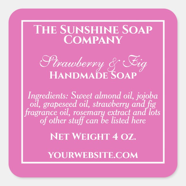 Étiquette de cosmétiques simples rose et blanc (Devant)