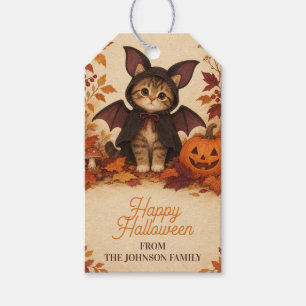 Étiquette de costume de chauve-souris de chaton Ha