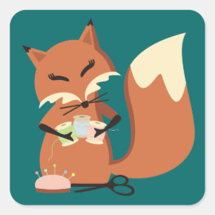 Étiquette de couture de cadeau de renard de