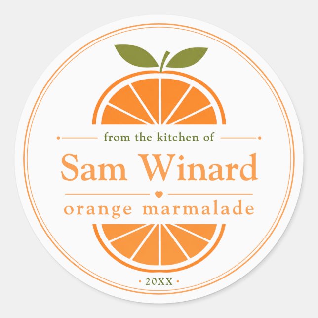 Étiquette de cuisine de marmelade d'orange maison (Devant)