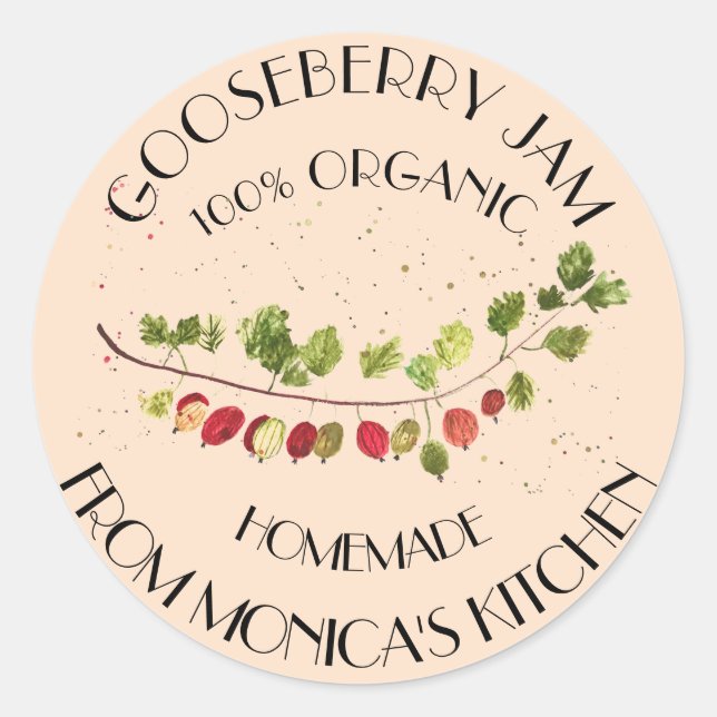 Étiquette de cuisine en aquarelle de confiture de  (Devant)