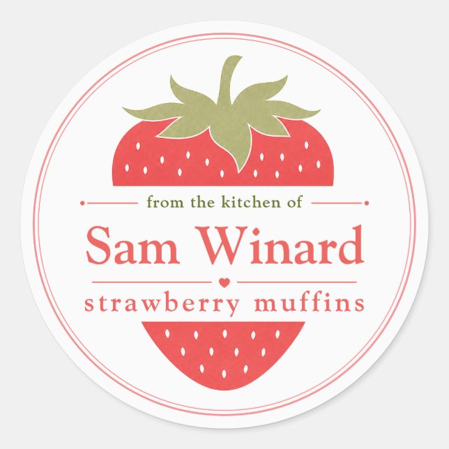 Étiquette de cuisine pour muffins aux fraises fait (Devant)