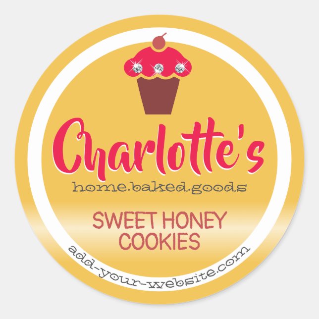 Étiquette de cuisson mignonne Cupcake Rouge Jaune  (Devant)