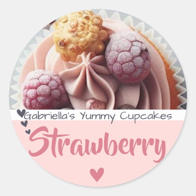 Étiquette de cuisson Modèle photo Cupcake rose (Devant)