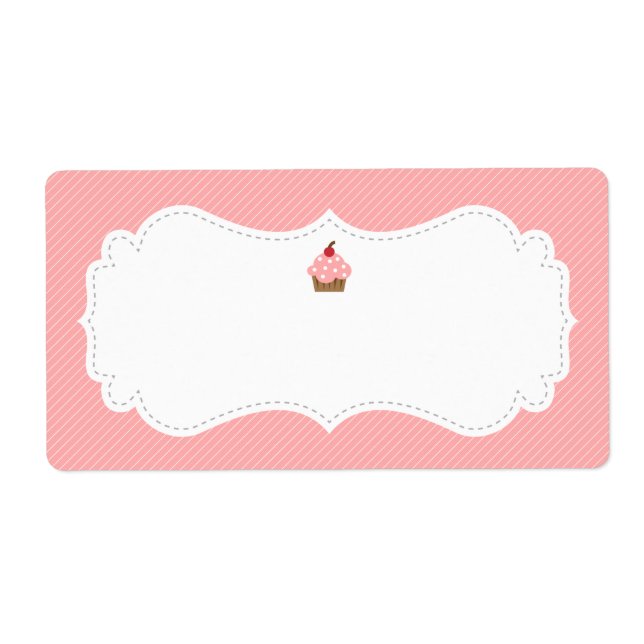 Étiquette de Cupcake Rose Élégante et Sucrée (Devant)