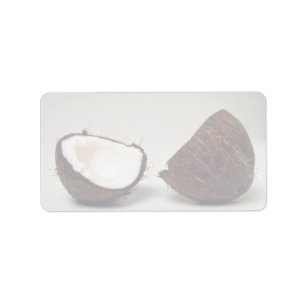 Étiquette De délicieuses moitiés de noix de coco
