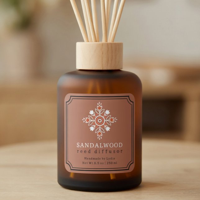 Étiquette de diffuseur de roseau en bois de santal (Créateur téléchargé)