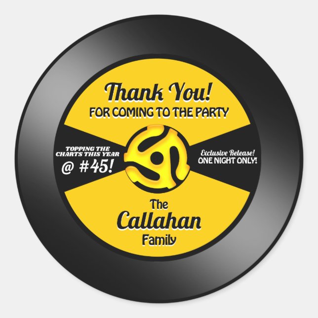 Étiquette de disque 45 tours de vinyle pour fête d (Devant)