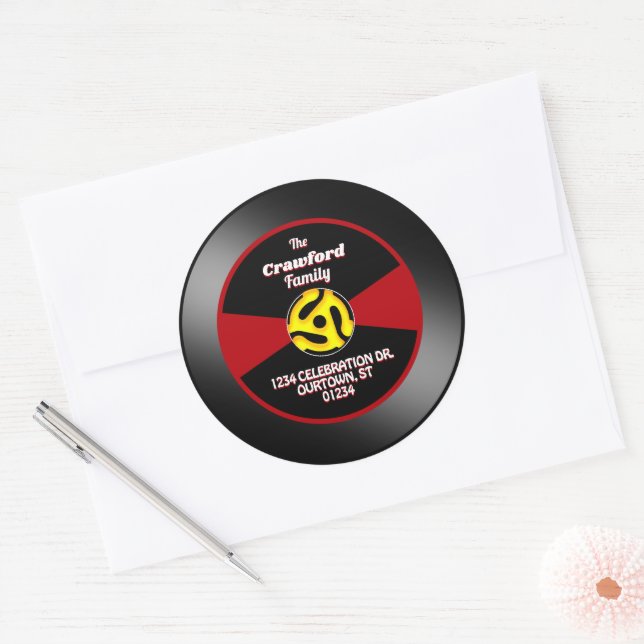 Étiquette de disque vinyle 45 Tours Adresse de fam (Enveloppe)