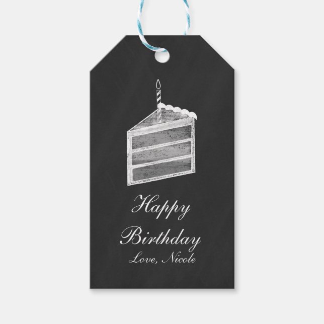 Étiquette de don d'anniversaire en craie tranche d (Devant)