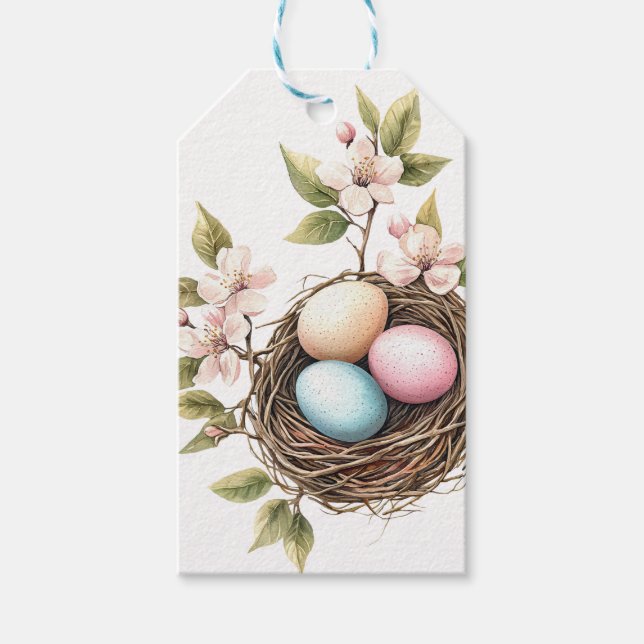 Étiquette de don de nid d'oiseau pastel de printem (Devant)