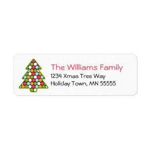 Étiquette de dot address d'arbre de Noël