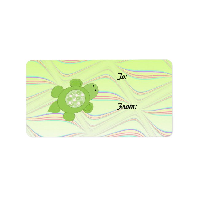 Étiquette de étiquette cadeau de la tortue douce (Devant)